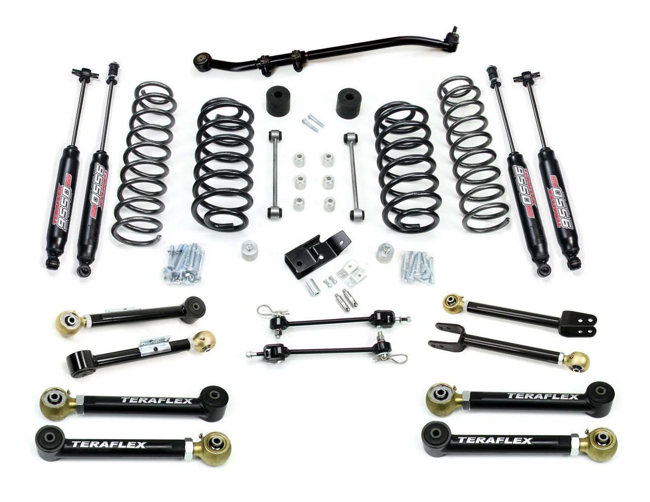 TeraFlex Jeep TJ/LJ 3 In. Suspension System W/ 8 Flexarms & 9550 Shocks - 1456352 3 TeraFlex Jeep TJ/LJ 3 In. Suspension System W/ 8 Flexarms & 9550 Shocks - 1456352