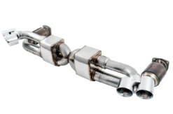 AWE Performance Exhaust And High-Flow Cat Sections For Porsche 991.2 Turbo - With Chrome Silver Quad Tips - 3015-42084