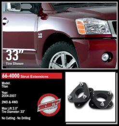 ReadyLIFT 05-07 Titan Front Leveling Kit 2 In. Lift W/Steel Strut Extensions/All Hardware - 66-4000 -Auto Parts Store 66 4000NissanTitan2004 20072 21177.1677718006