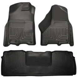 Husky Liners Front & 2nd Row Dodge Ram Mega Cab W/Dual Carpet Hooks (Footwell Coverage) WeatherBeater Black - 99041