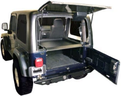 Tuffy Security Deluxe Cargo Enclosure - 87-95 Wrangler YJ/97-06 Wrangler TJ, Rear Seats Must Be Removed Black - 240-01