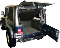 Tuffy Security Deluxe Cargo Enclosure - 87-95 Wrangler YJ/97-06 Wrangler TJ, Rear Seats Must Be Removed Black - 240-01 -Auto Parts Store BHRQ 240 01 IMG 003 P06 ANG A 44383.1678571298