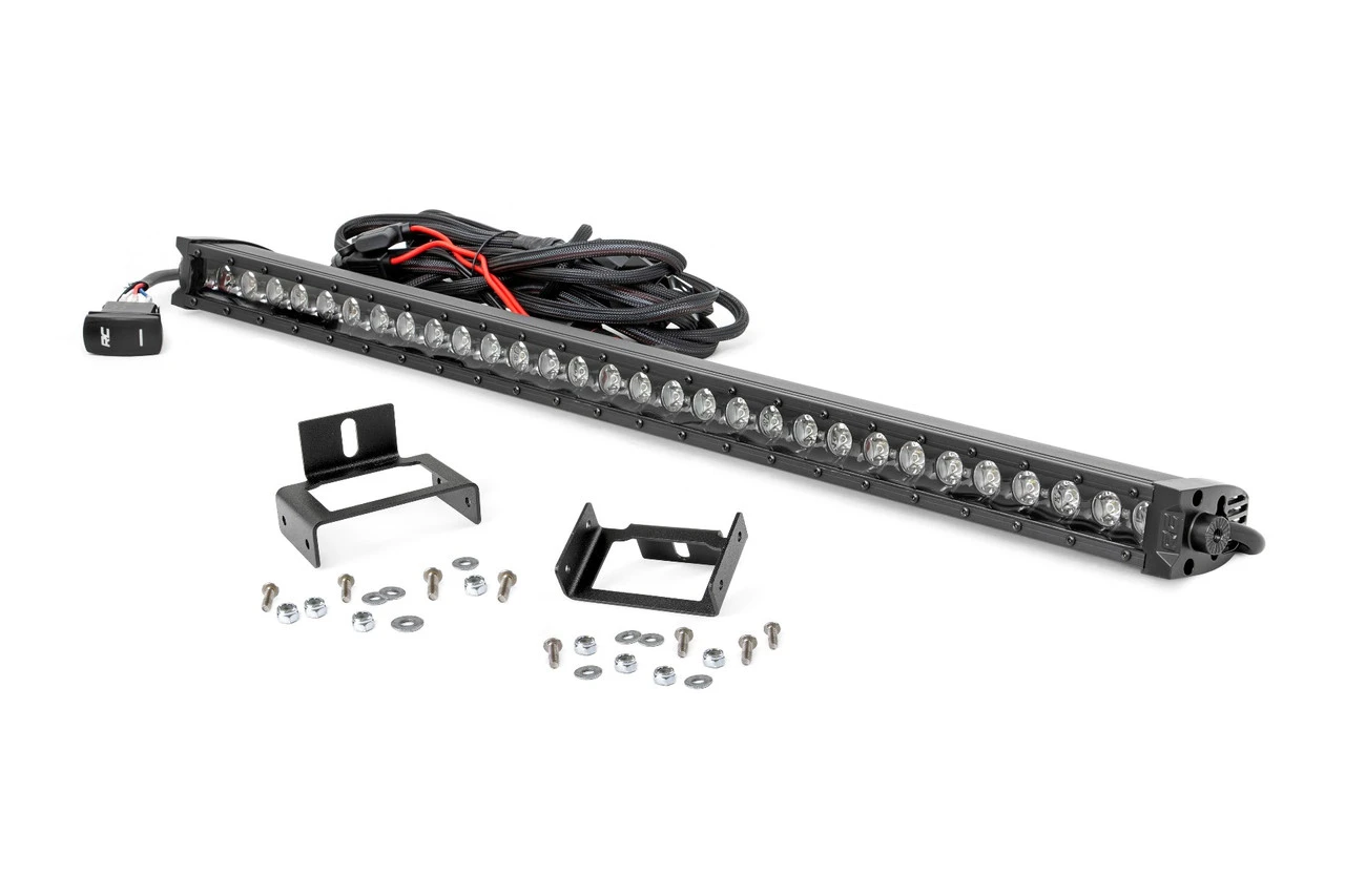 Rough Country LED Light Kit, Grill Mount, Black, 30 In., Single Row, W/ White DRL For Ford F-250/350 Super Duty 14-18 - 70530BLDRL 3 Rough Country LED Light Kit, Grill Mount, Black, 30 In., Single Row, W/ White DRL For Ford F-250/350 Super Duty 14-18 - 70530BLDRL